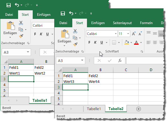 Excel-Datei mit zwei Sheets