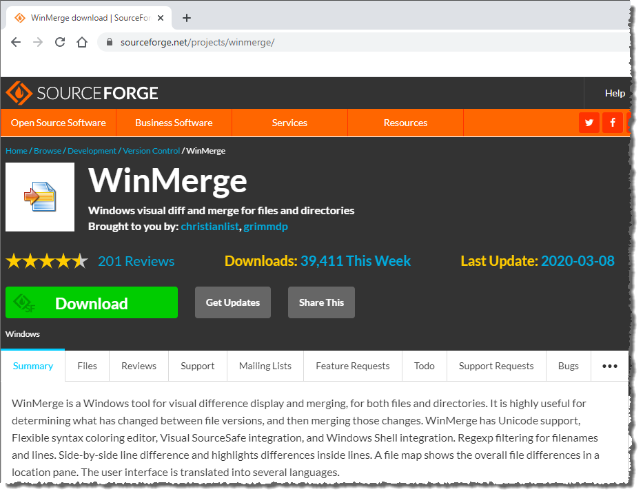 Download von WinMerge