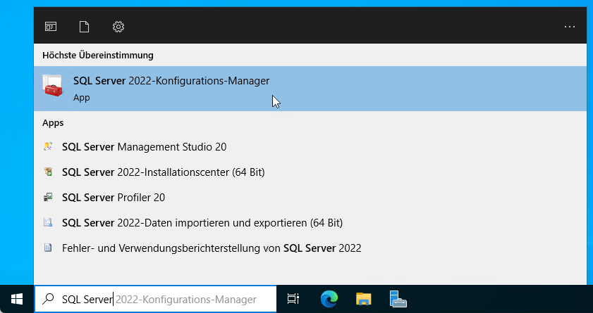 Starten des SQL Server 2022-Konfigurations-Managers