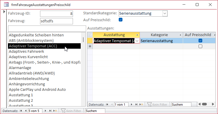 Beispiel für die Listenfeldsuche