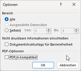 Optionen zum Speichern von PDFs