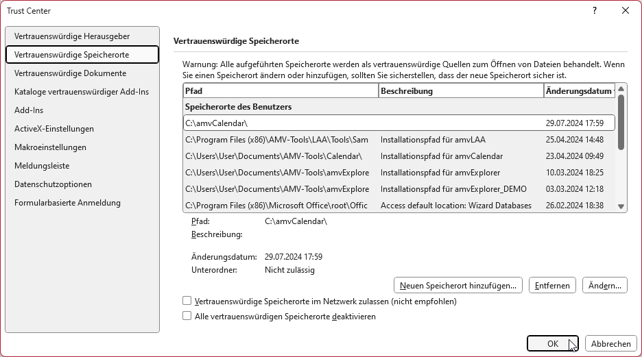 Vertrauenswürdige Speicherorte