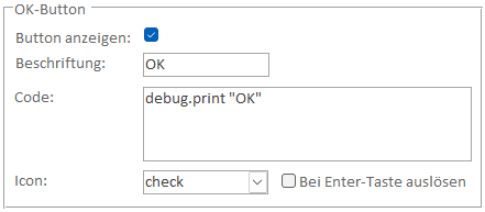 Einstellungen für den OK-Button