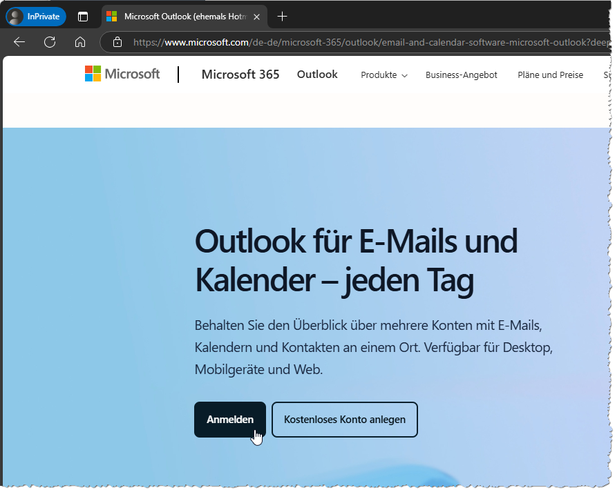 Neues Outlook-Konto anlegen