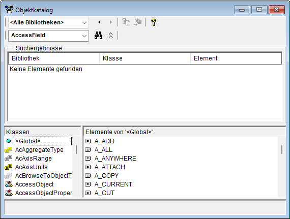 Der Datentyp AccessField existiert anscheinend gar nicht.
