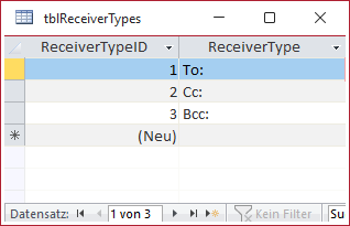 Die Tabelle tblReceiverTypes