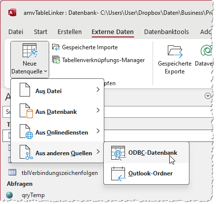 Herstellen einer Tabellenverknüpfung mit Bordmitteln