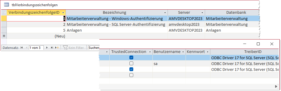 Die Tabelle tblVerbindungszeichenfolgen