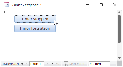 Zwei Schaltflächen zum Stoppen und Starten des Zeitgebers