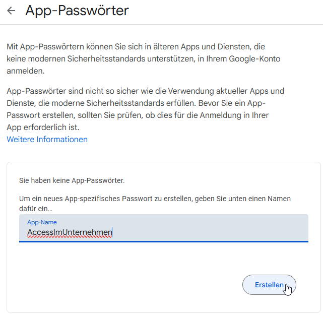 App-Passwort anlegen