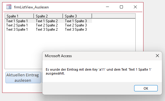 Eintrag im ListView-Steuerelement auslesen