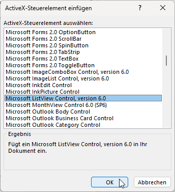 Auswählen des ListView-Steuerelements