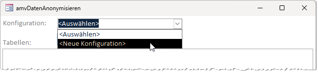 Anlegen einer neuen Konfiguration