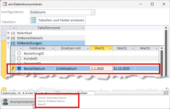 Anonymisieren von Datumsangaben