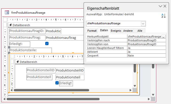 Entwurf des Hauptformulars