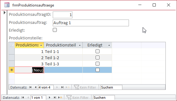 Eingabe von Beispieldaten
