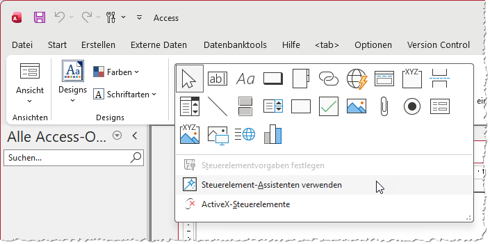Aktivieren der Steuerelement-Wizards