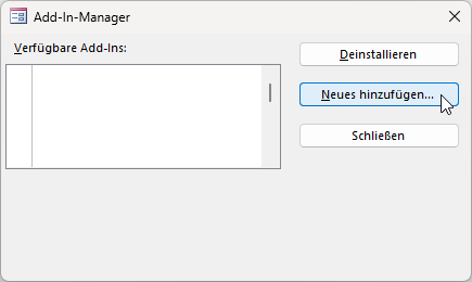 Der jungfr&auml;uliche Add-In-Manager
