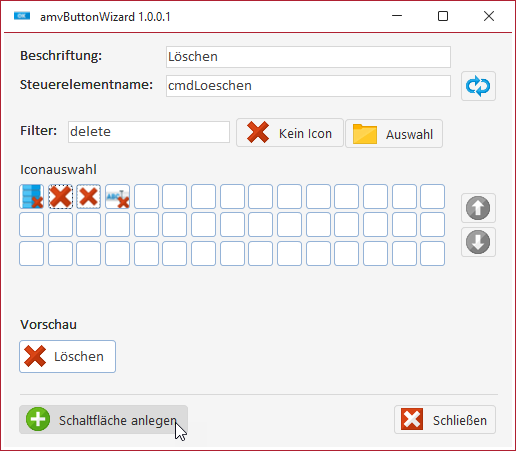 Formular zum Erstellen von Schaltfl&auml;chen
