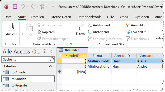 Datenbank mit Tabellenverkn&uuml;pfungen