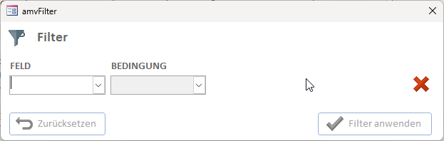 Das Filterformular startet leer - Schaltfl&auml;chen sind noch deaktiviert