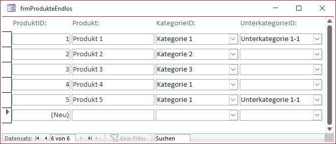 Verschiedene Unterkategorien werden scheinbar willk&uuml;rlich geleert.