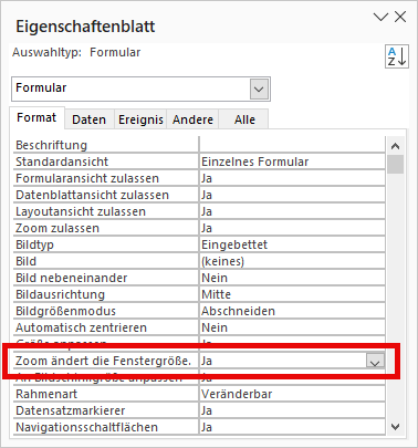 Per VBA-Code eingestellte Eigenschaft