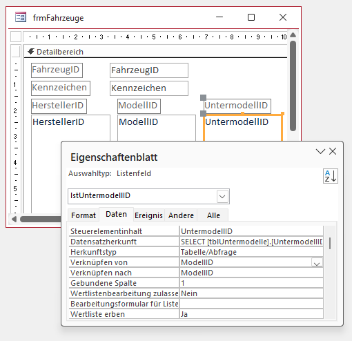 Verkn&uuml;pfungen f&uuml;r lstUntermodellID